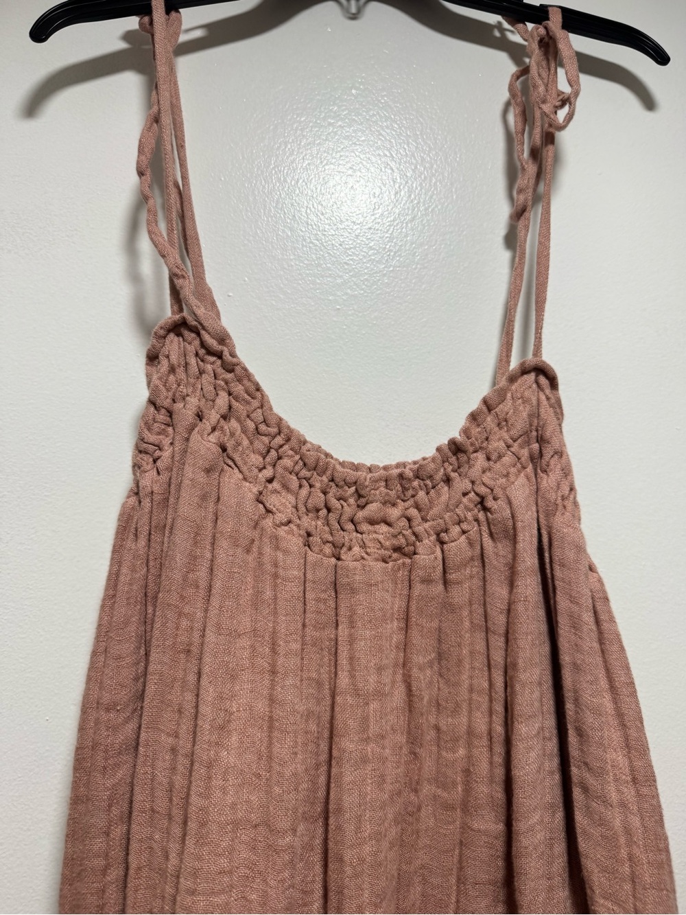 Free People Into The Blue Linen Smocked Maxi Dress in Dusty Blush - Picture 7 of 9
